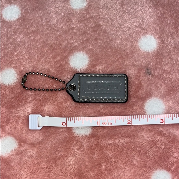 Coach Gray Leather Bag Hang Tag Keychain - Picture 1 of 3